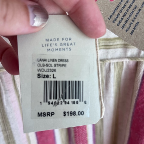 FAHERTY Lanai Linen Dress in Sol Stripe. SZ LG NWT MSRP $198 Backyard BBQ Flowy - Picture 8 of 12